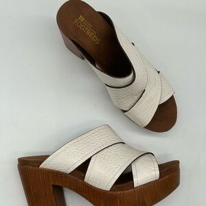 WHITE MOUNTAIN women’s Alive Platform wooden block Slide Sandal in white size 8